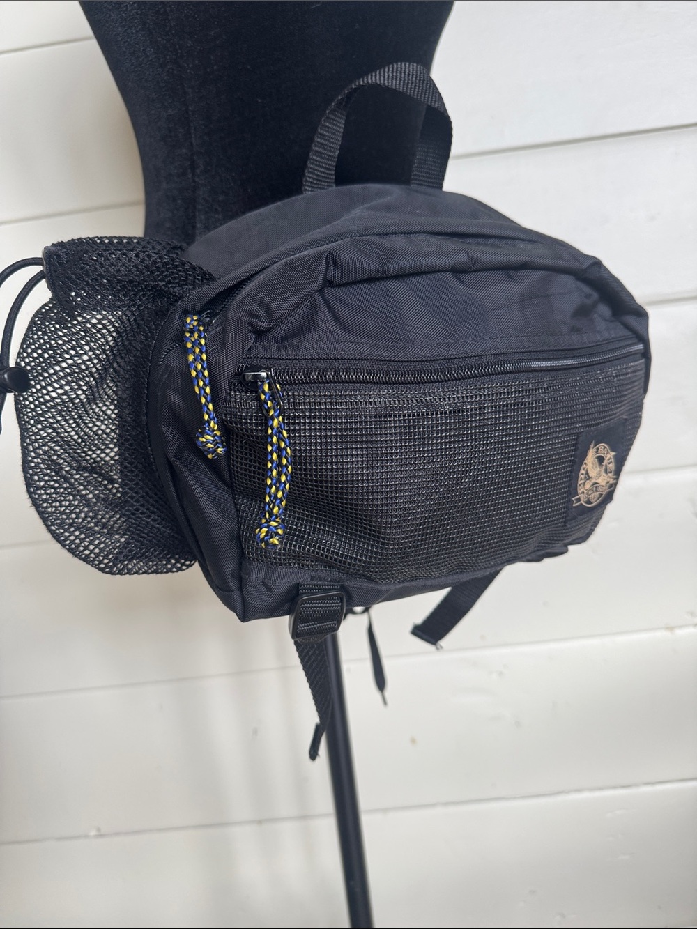 RARE!! Eddie Bauer VTG Black Waist Belt Bag with Water Bottle Holder